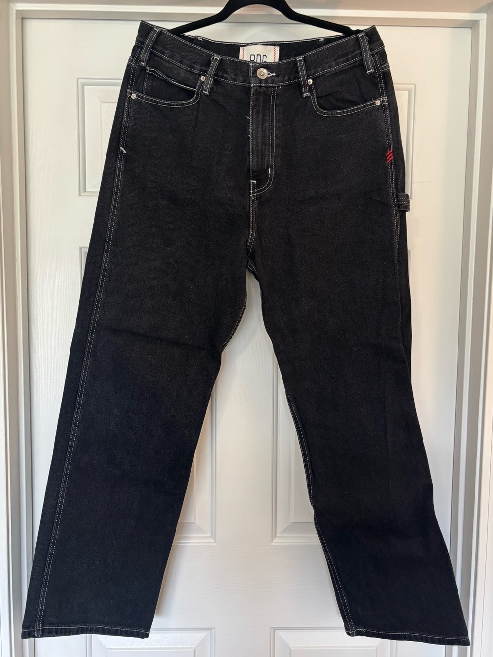 BDG Urban Outfitters Skate Fit Black Carpenter Jeans 32x30 Contrast Stitch